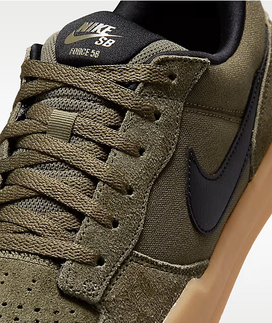 Nike SB Force 58 Medium Olive, Gum & Black Skate Shoes | Zumiez