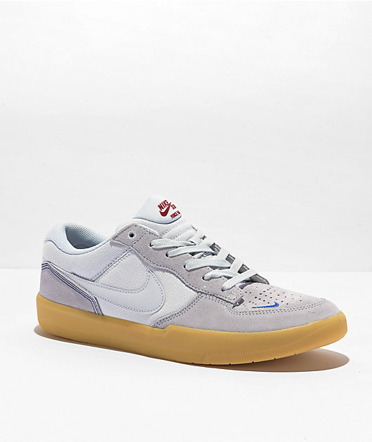 Nike SB Force 58 Premium Grey, Blue & Gum Skate Shoes | Zumiez