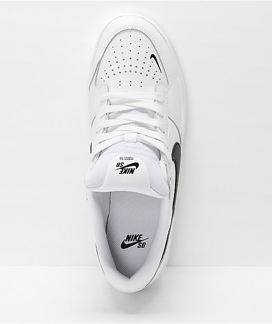 Nike SB Force 58 White & Black Leather Skate Shoes