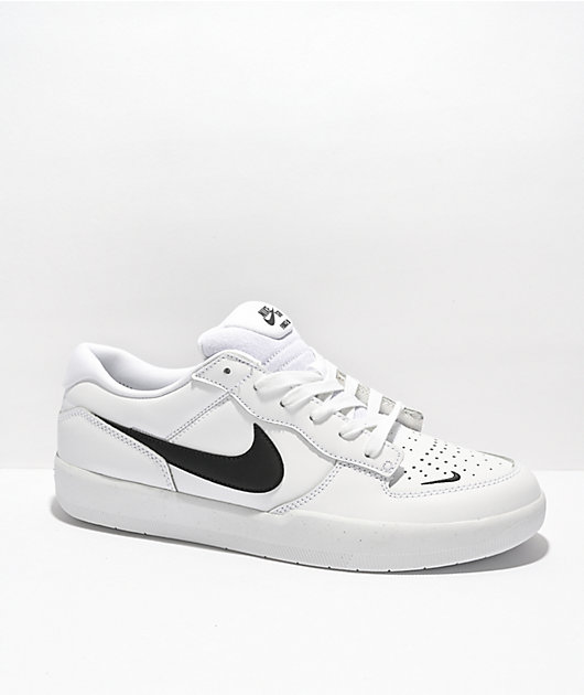 Uitdrukking eetbaar Huidige Nike SB Force 58 White & Black Leather Skate Shoes