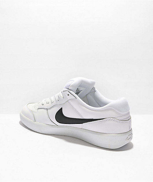 Nike SB Force 58 White Black Leather Skate Shoes Zumiez