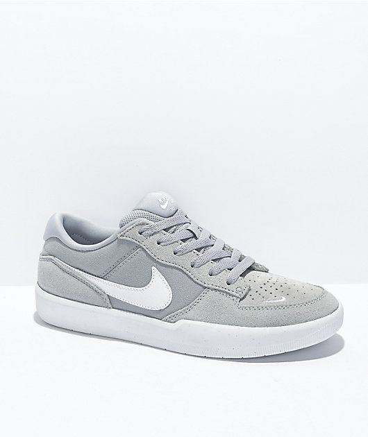 Nike SB Force 58 Wolf Grey & White Skate Shoes | Zumiez