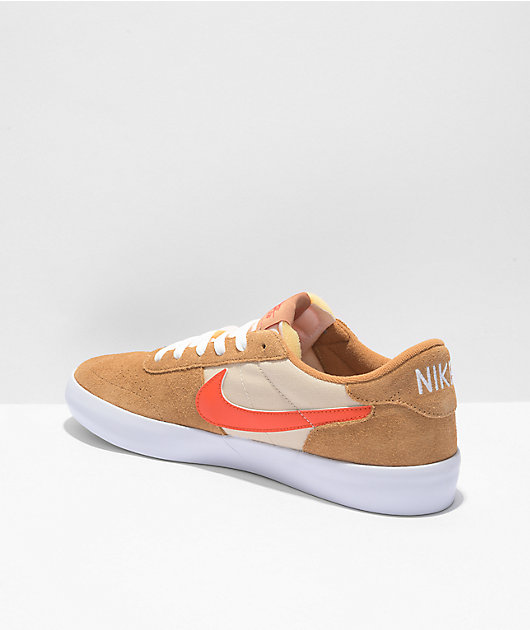 Nike SB Heritage Vulc Flax & Orange Skate Shoes