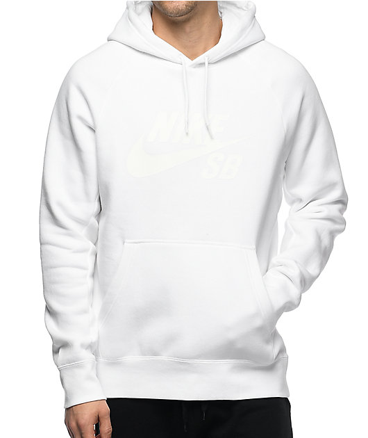 Nike SB Icon White Hoodie | Zumiez