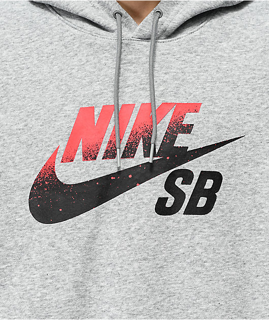 Mártir lo mismo hierba Nike SB Icon sudadera con capucha gris, roja y negra