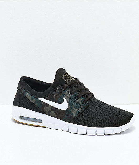 nike sb stefan janoski max chaussure Nike SB Janoski Air Max Black & Camo Mesh Skate Shoes