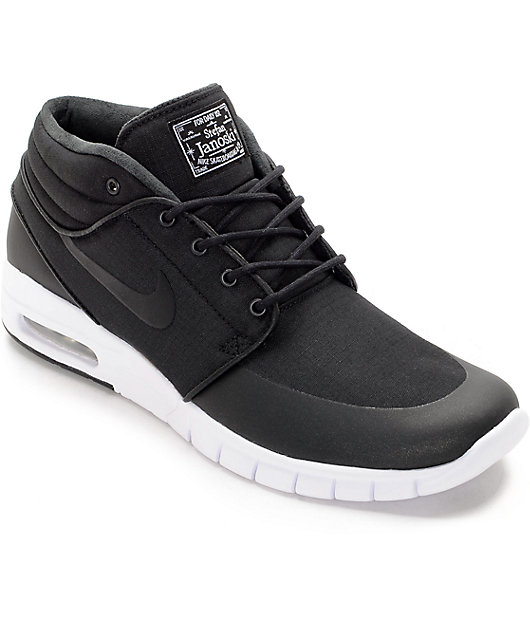 Nike SB Janoski Air Max Mid Black & White Skate Shoes