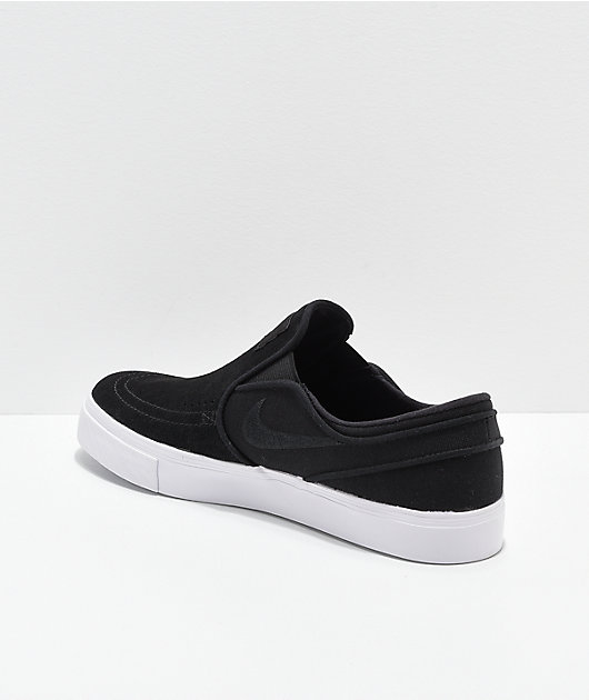 Terminologie Jaarlijks Uitstekend Nike SB Janoski Black, White, Suede & Canvas Slip-On Skate Shoes