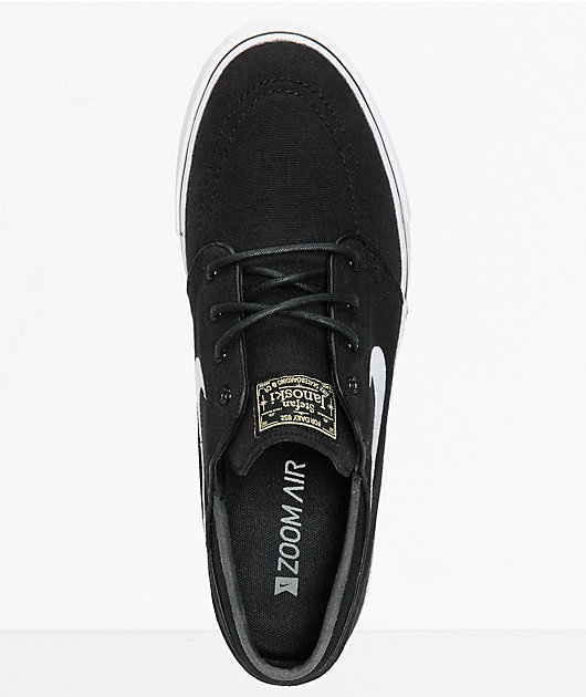 nike sb zoom stefan janoski black & white canvas skate shoes
