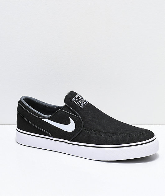 nike sb janoski black and white canvas skate shoes