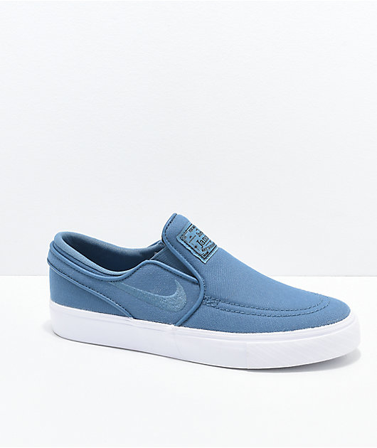 Nike Janoski Blue & White Canvas Slip-On Shoes