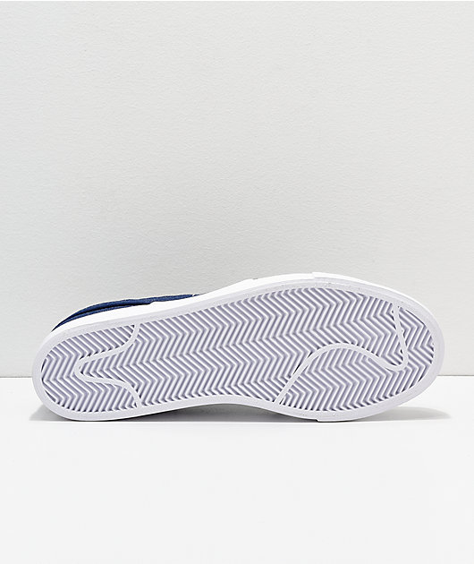 nike sb janoski blue void  and  white canvas skate shoes
