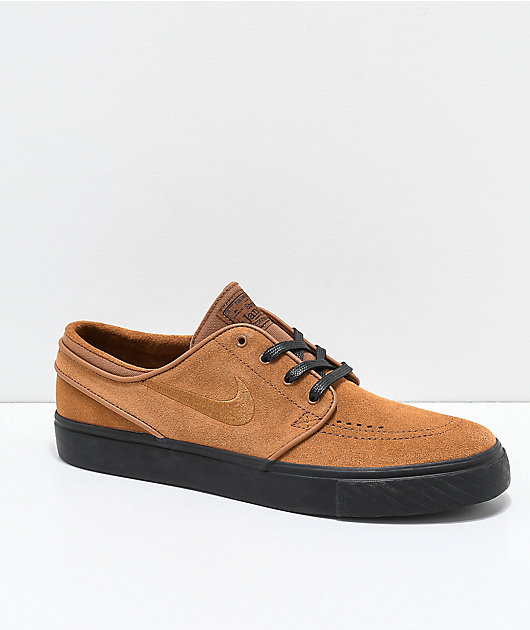 Nike SB Janoski British zapatos de skate de ante marrón y negro | Zumiez