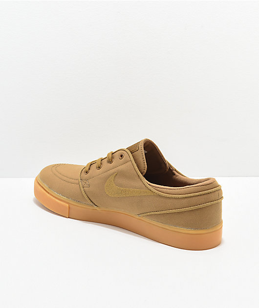 nike sb janoski golden beige & gum canvas skate shoes