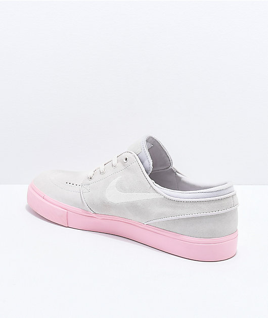 embarazada Cereza Instalaciones Nike SB Janoski Grey & Bubblegum Pink Suede Skate Shoes