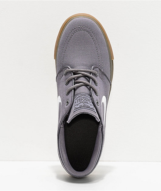 descanso recurso Corte Nike SB Janoski Grey & Gum Canvas Skate Shoes