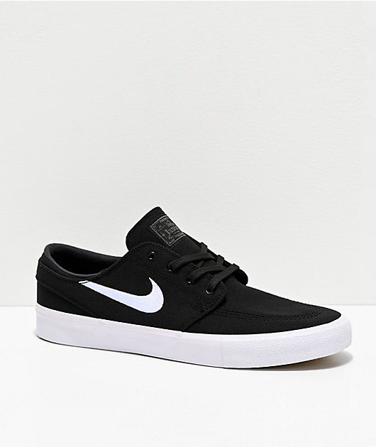 Nike SB Janoski RM Black White Canvas Skate Shoes Zumiez