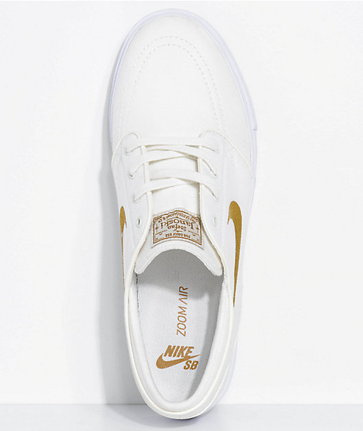 nike sb janoski white sail & golden beige canvas skate shoes