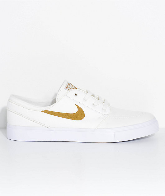 Nike sb janoski white sail & golden beige canvas skate shoes on sale