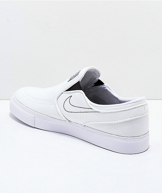 Janoski White Slip-On Canvas Skate Shoes