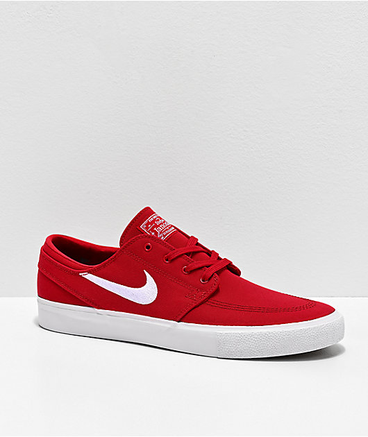 desencadenar Polvoriento Agacharse Nike SB Janoski zapatos de skate de lienzo rojo y blanco