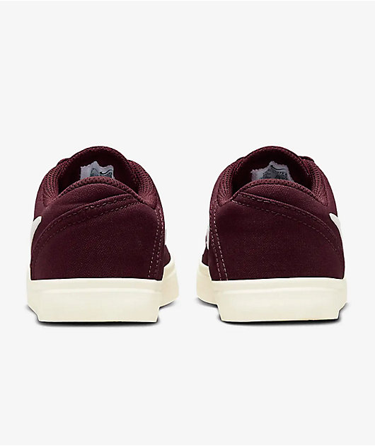 Nike SB Kids Check Canvas Burgundy Crush Sail Skate Shoes Zumiez