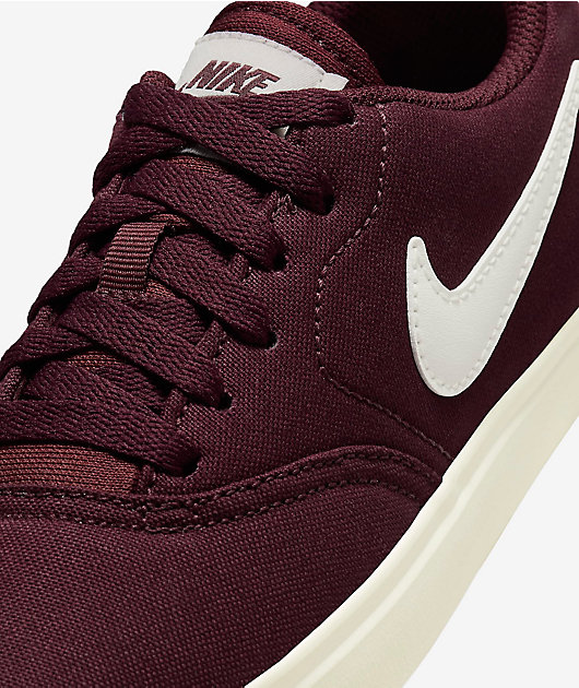 Nike SB Kids Check Canvas Burgundy Crush Sail Skate Shoes