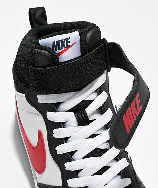 Goed Bont werkwoord Nike SB Kids Court Borough Mid 2 White, Red, & Black Shoes