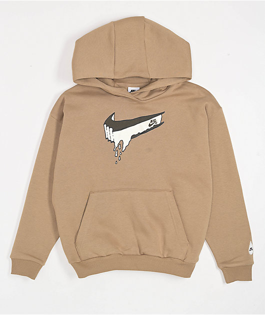 nike swoosh hoodie beige