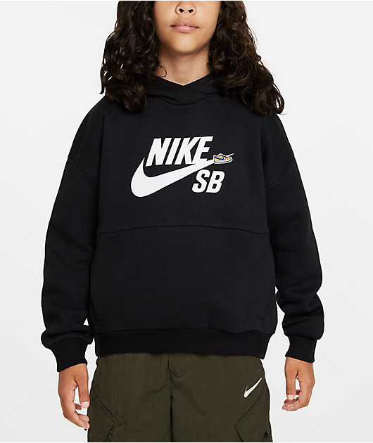 Grey nike hoodie with black logo sale