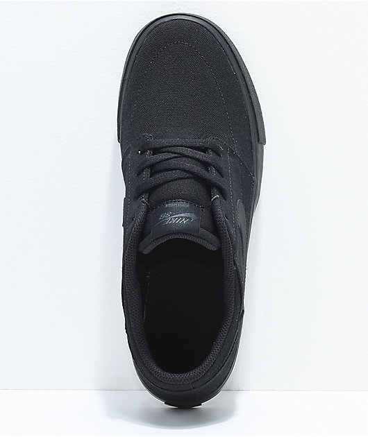 nike sb portmore ii all black canvas skate shoes