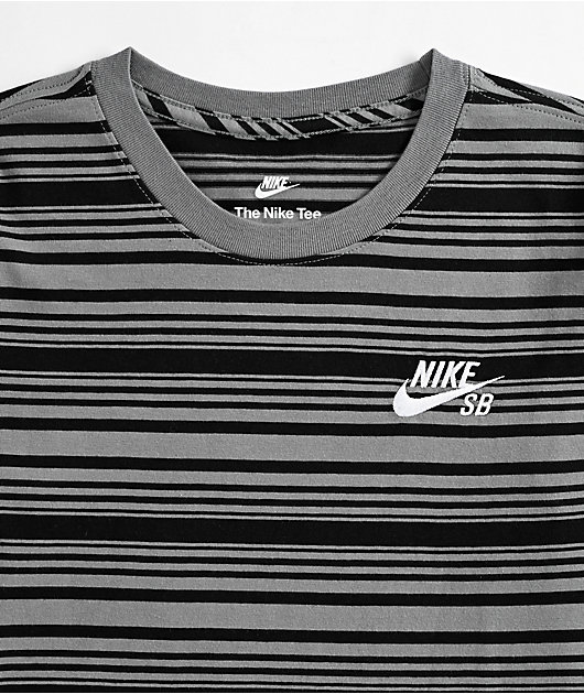Nike SB Kids Skate Black & Smoke Grey Stripe Long Sleeve T-Shirt
