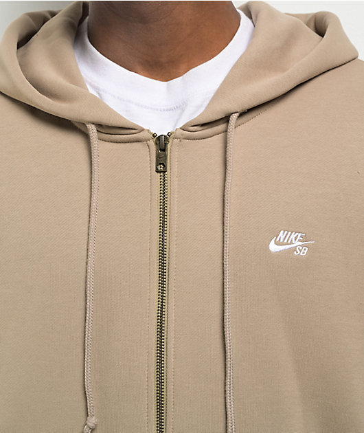★ナイキ SB New Logo Zip Hoodie パーカー 関税込★ Nike SB Logo Khaki & White Zip Hoodie | Zumiez