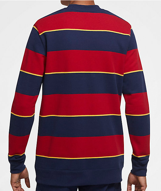 Nike SB Novelty Red Navy Stripe Long Sleeve Henley Shirt Zumiez