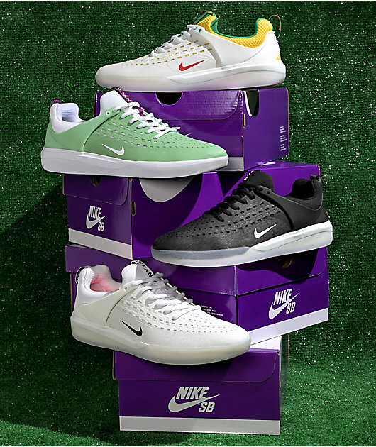 Despertar Desconexión hipótesis Nike SB Nyjah 3 Enemal Zapatos de skate Verde y Blanco