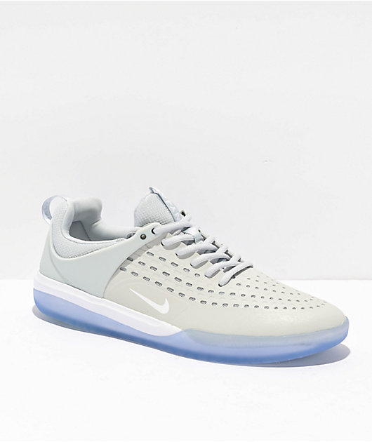 Nike SB Nyjah 3 Platinum, White \u0026 Clear Skate Shoes | Zumiez