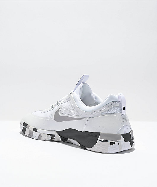 Nike SB Nyjah Free 2 White & Atmospheric Grey Skate Shoes | Zumiez