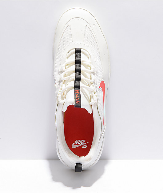 Nike shoes white red best sale and blue