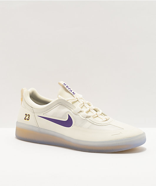 Nike SB Nyjah Free 2.0 x NBA White Purple Gold Skate Shoes