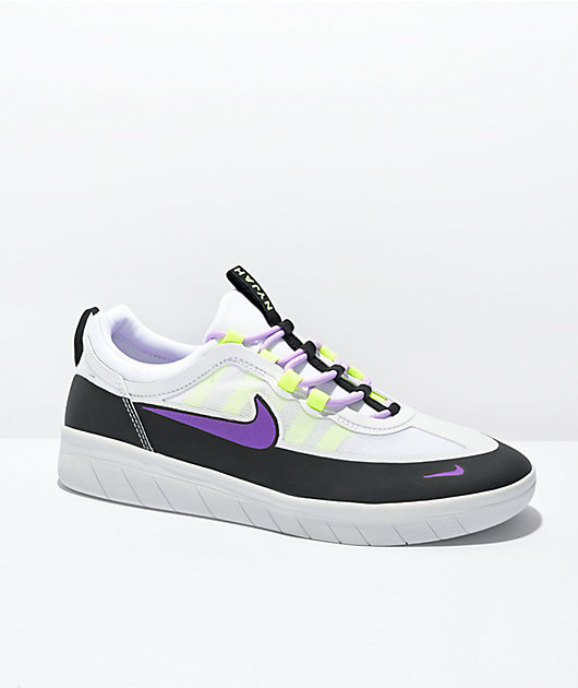 Acurrucarse fuerte Vuelo Nike SB Nyjah Free 2.0 zapatos de skate en violeta y blanco