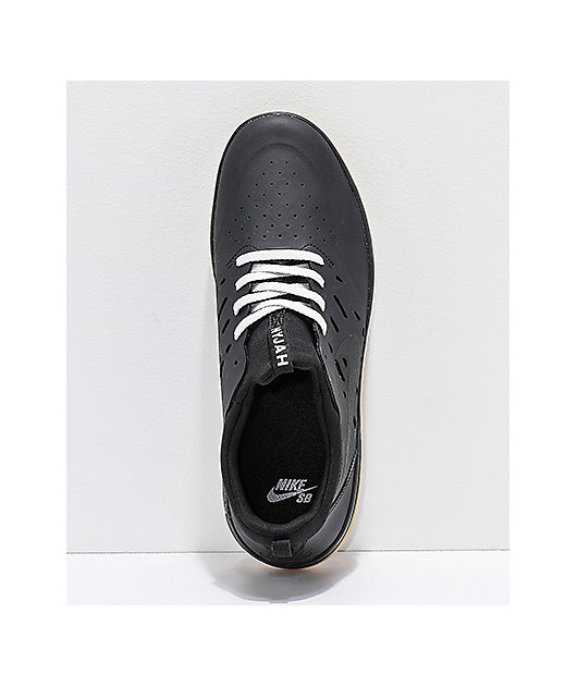 sb nyjah free black  and  gum skate shoes
