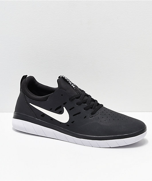 Nike SB Nyjah Free Black \u0026 White Skate Shoes | Zumiez