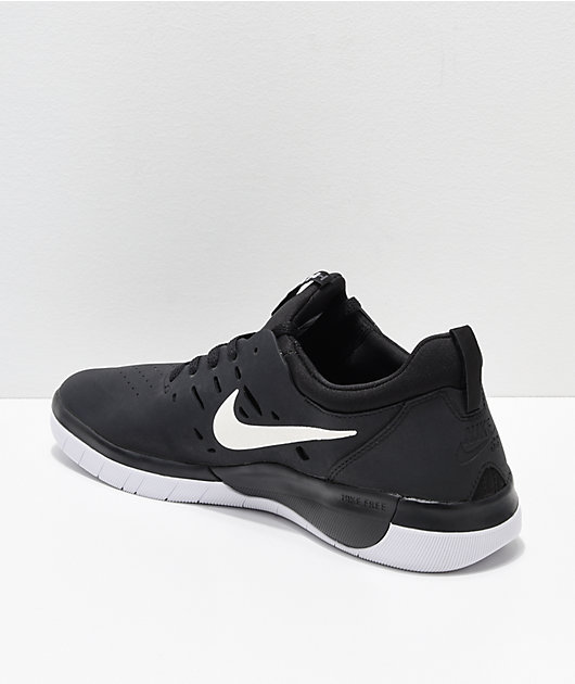 Nike SB Nyjah Free Black & White Skate Shoes