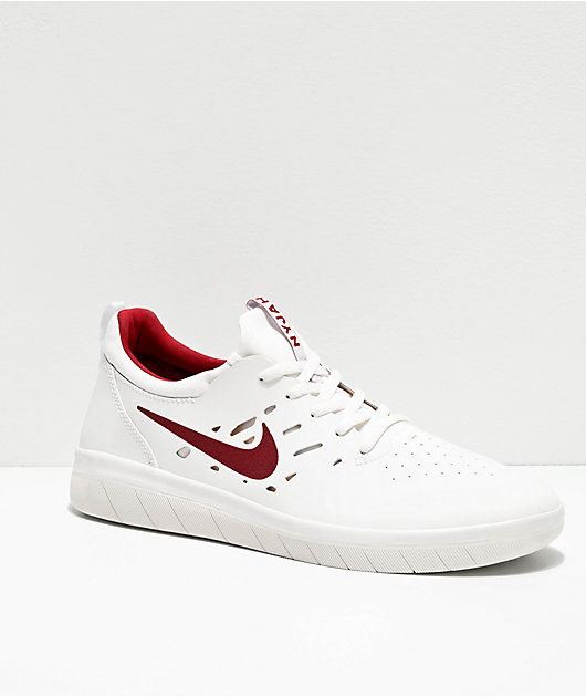 Dardos Borde Contabilidad Nike SB Nyjah Free Summit White & Crimson Skate Shoes