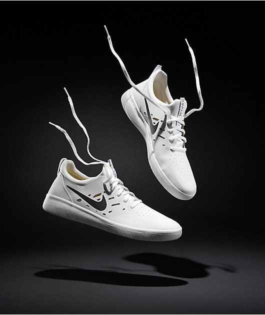 Nike SB Nyjah Free White Skate Shoes 