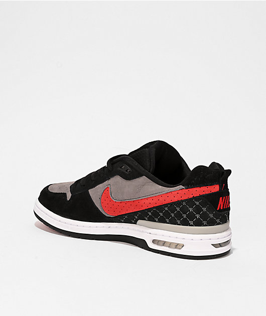 Nike SB P-Rod 1 Zoom Air Low Grey, Black & Red Skate Shoes | Zumiez