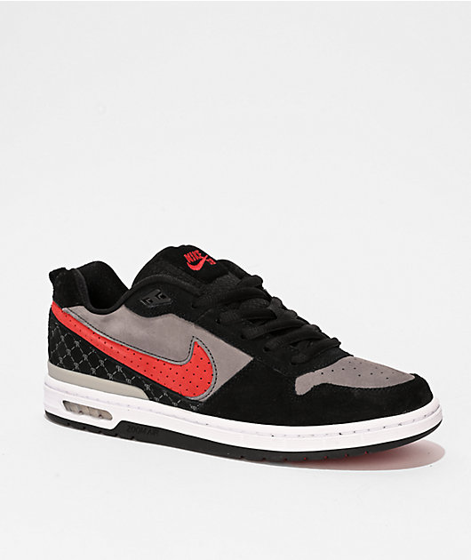 Nike SB P-Rod 1 Zoom Air Low Grey, Black & Red Skate Shoes | Zumiez