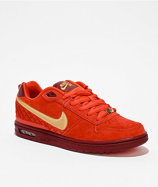 Nike SB P-Rod 1 Zoom Air Low Habanero Red & Club Gold Skate Shoes