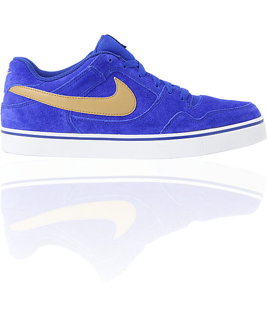 blue gold nike shoes