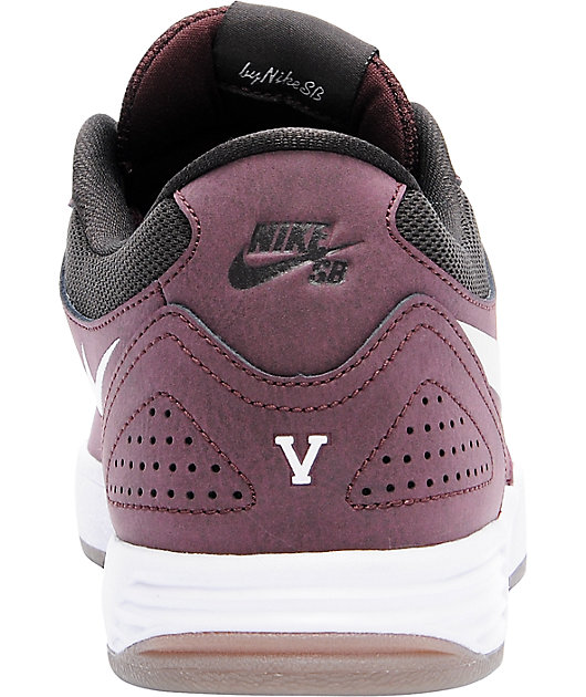 Nike SB PRod 5 Low Lunarlon Burgundy &amp; White Shoes Zumiez